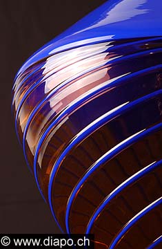 524 - Verre souffl, doubl de couleur, incalmo, cannes en relief -'Incalmo Vessel', 1994 - Philip Baldwin/Monica Guggisberg (USA/CH)