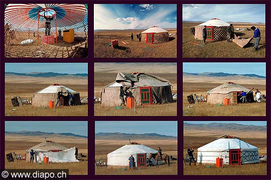 708 - Mongolie - Montage d'une yourte