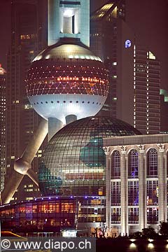 10340 - Photo :  Shanghai, district de Pudong, quartier des affaires, la tour de la perle de l\'Orient - TV Pearl Tower - Chine, China