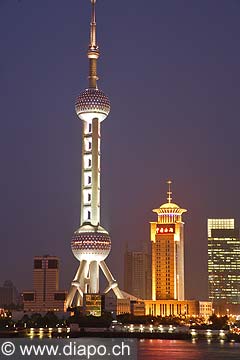 10344 - Photo :  Shanghai, district de Pudong, quartier des affaires, la tour de la perle de l\'Orient - TV Pearl Tower - Chine, China