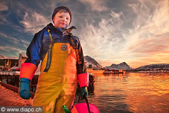 11083 - Photo :  Norvge,  Arctique, les Lofoten, la pche aux Skrei  un cabillaud pas comme les autres, enfant de pcheur