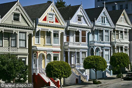 8838 - Photo : USA, Etats-Unis, Californie, San Francisco, maisons d'Ashbury et Haight,  Image of America