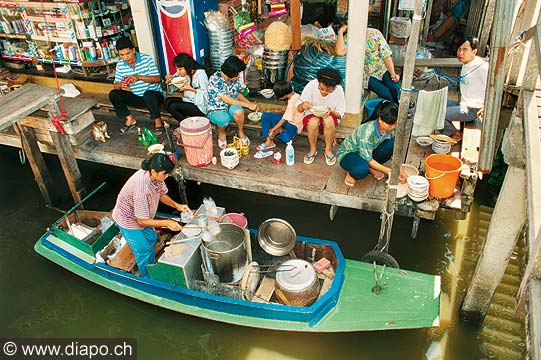 9333 - Photo : Asie - Thailande - Asia - Cuisine flottantes Bangkok