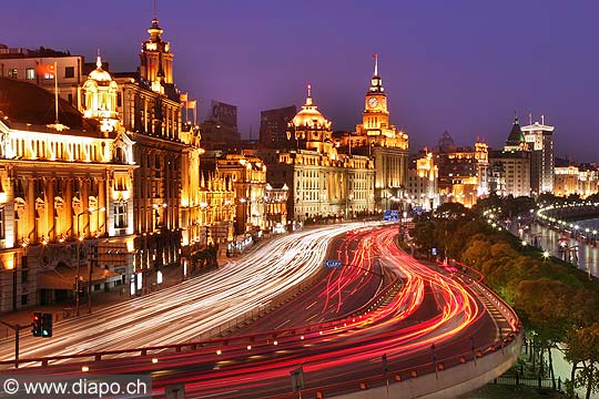 9953 - Photo :  Shanghai, le Bund de nuit -  Chine, China