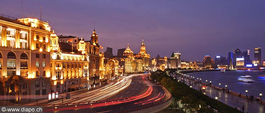 9954 - Photo :  Shanghai, le Bund de nuit -  Chine, China