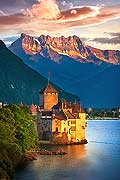 10668 - photo: Suisse, Chteau de Chillon, lac Lman et Les Dents du Midi